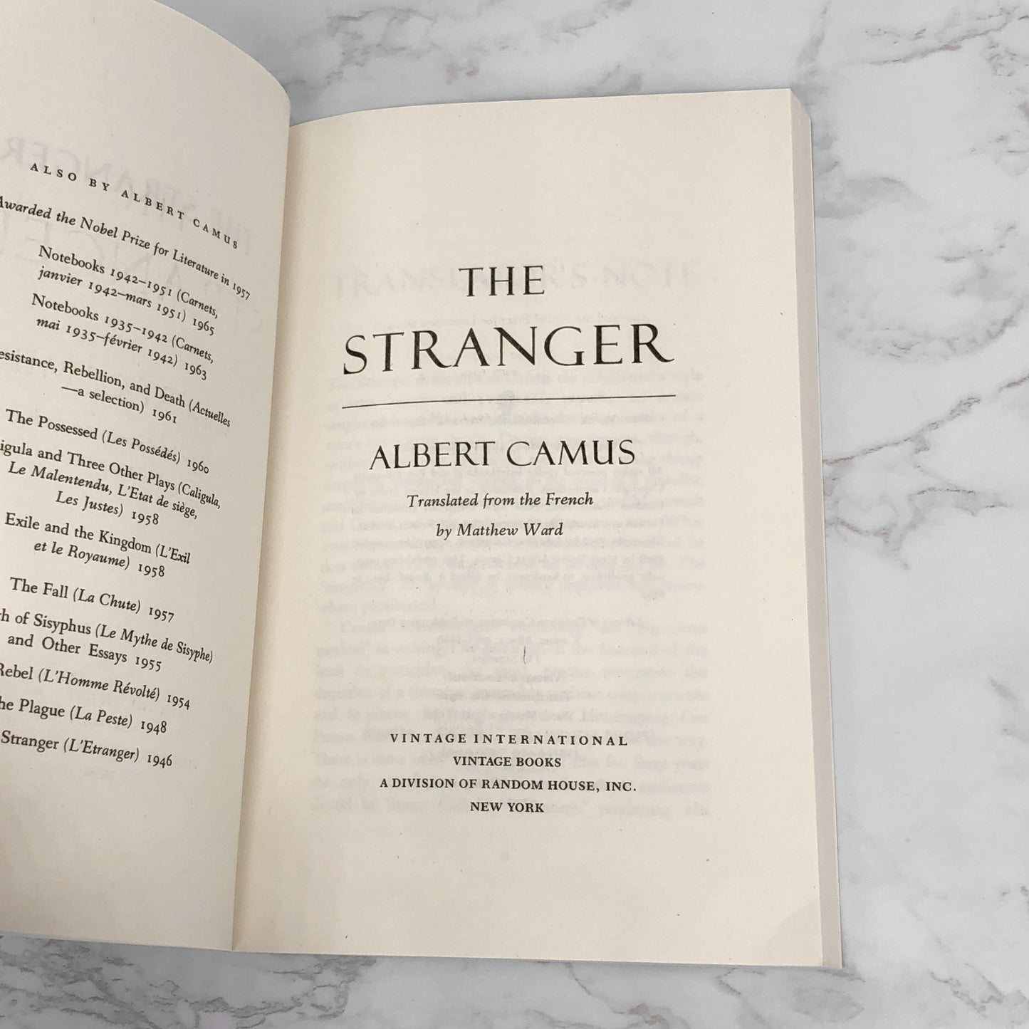 The Stranger by Albert Camus [VINTAGE TRADE PAPERBACK]