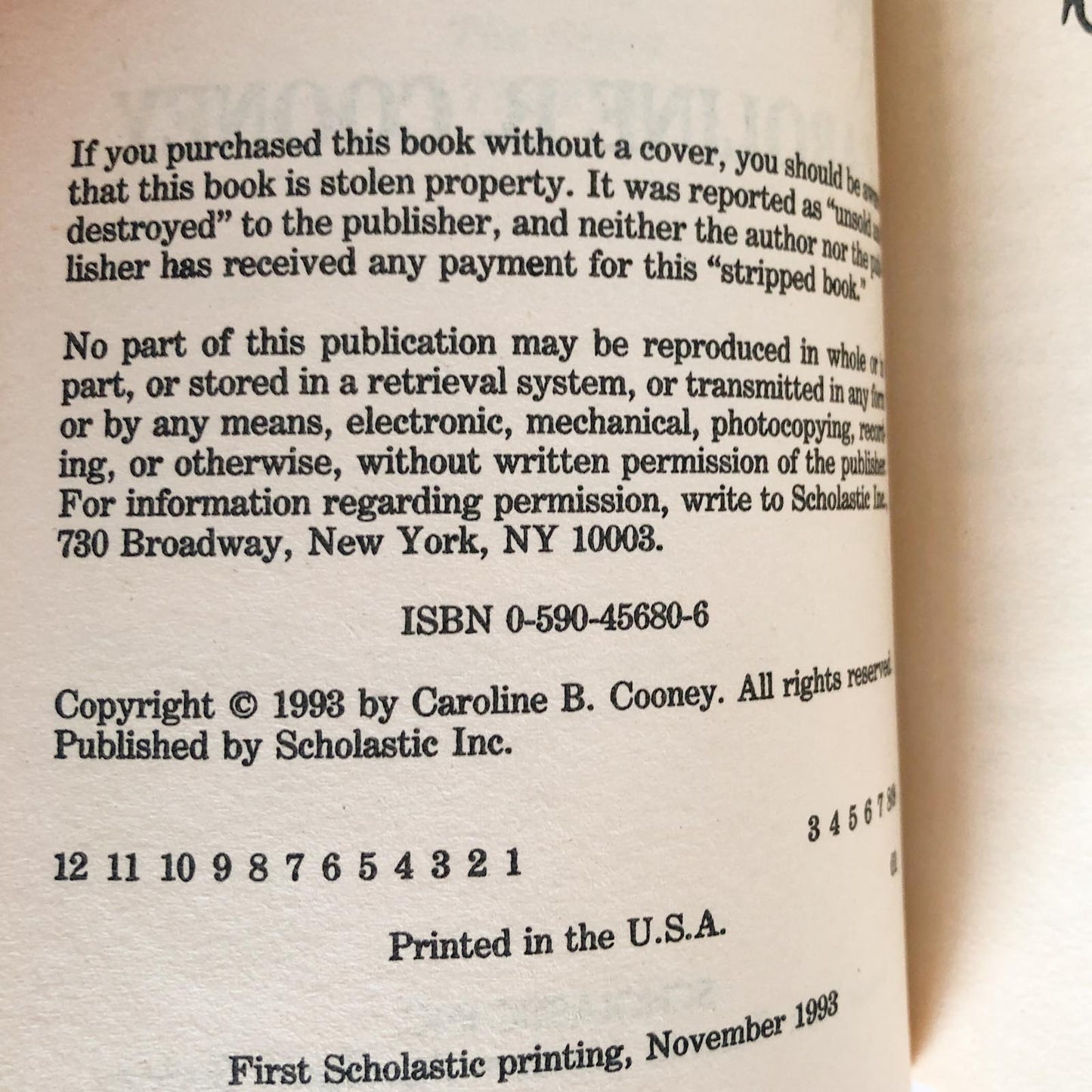 The Stranger by Caroline B. Cooney [FIRST PRINTING / 1993] Point Horror #57