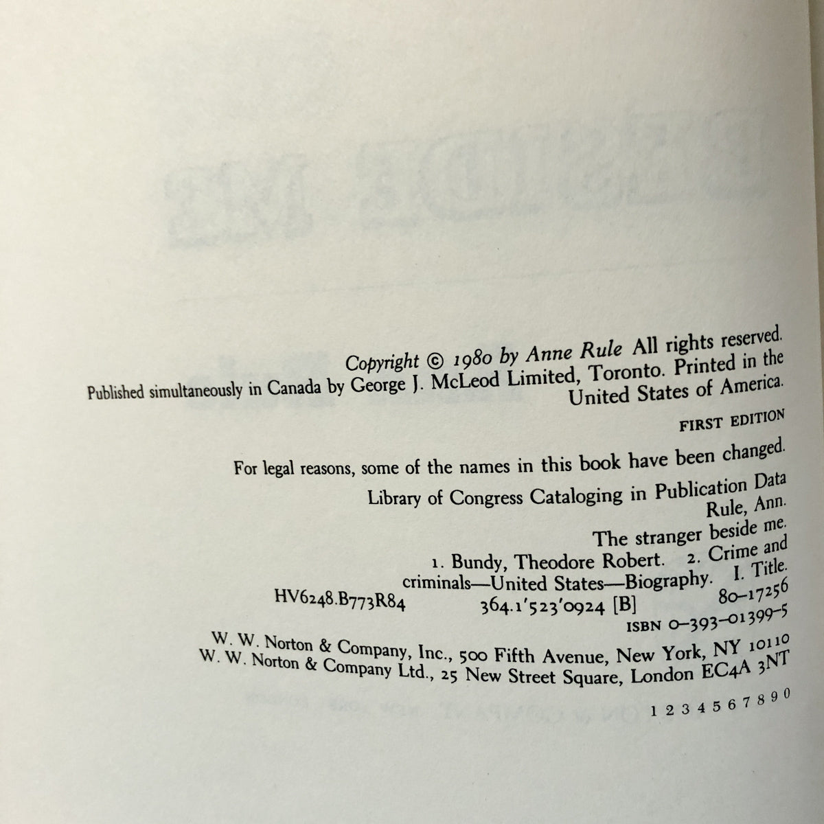 The Stranger Beside Me: Ted Bundy by Ann Rule [FIRST EDITION / FIRST PRINTING] - Bookshop Apocalypse