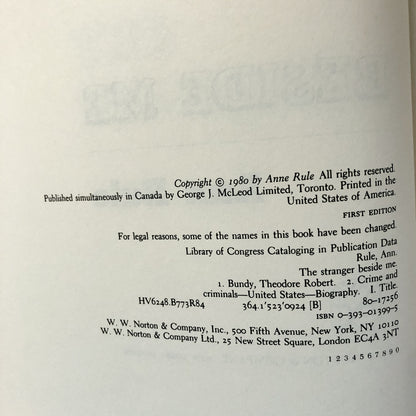 The Stranger Beside Me: Ted Bundy by Ann Rule [FIRST EDITION / FIRST PRINTING] - Bookshop Apocalypse