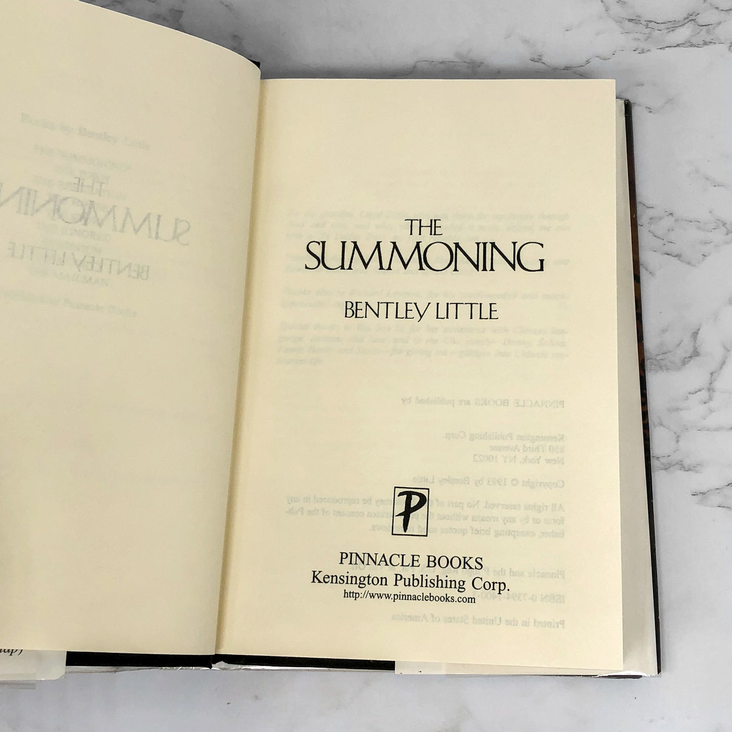 The Summoning by Bentley Little [FIRST HARDCOVER EDITION] 1993 • Signet BCE