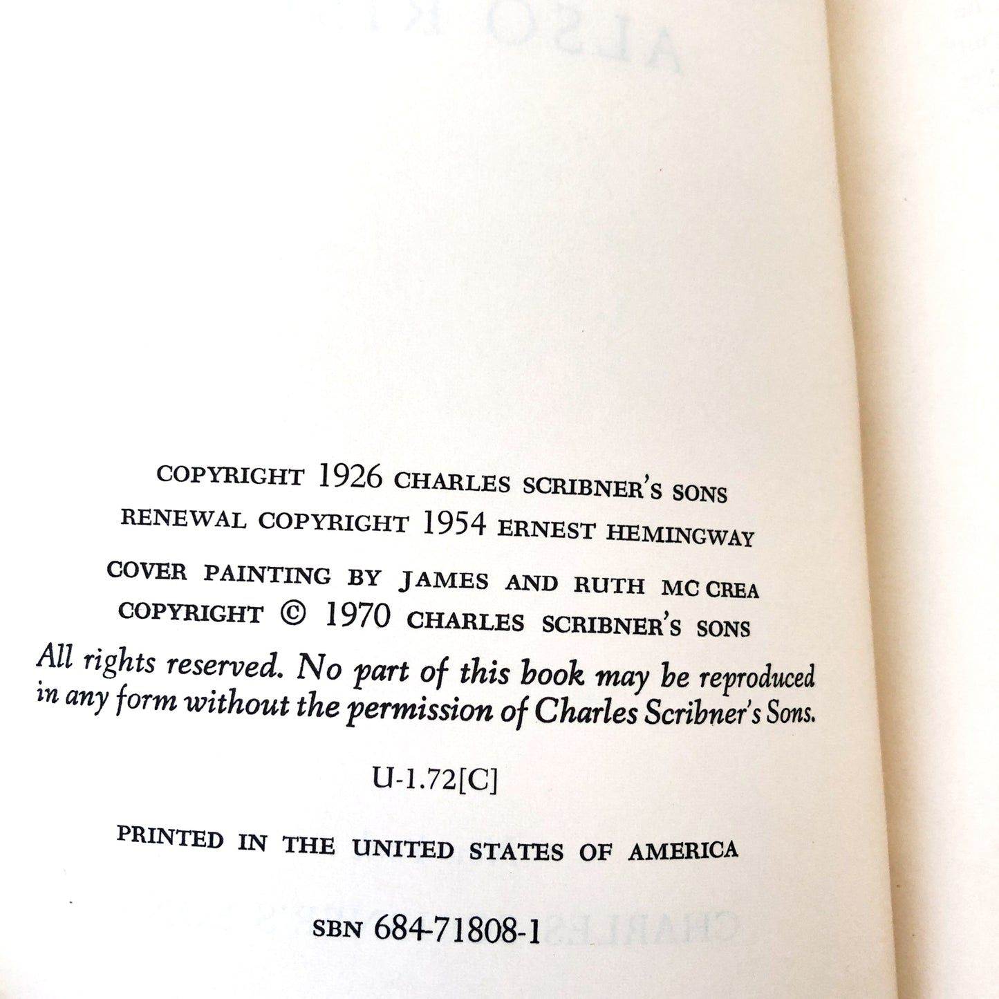 The Sun Also Rises by Ernest Hemingway [TRADE PAPERBACK / 1970]