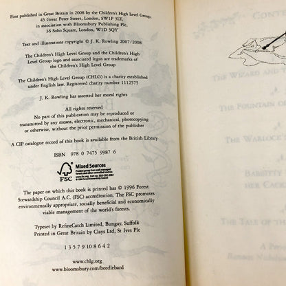 The Tales of Beedle The Bard by J.K. Rowling [U.K. FIRST EDITION • FIRST PRINTING] 2008 • Bloomsbury