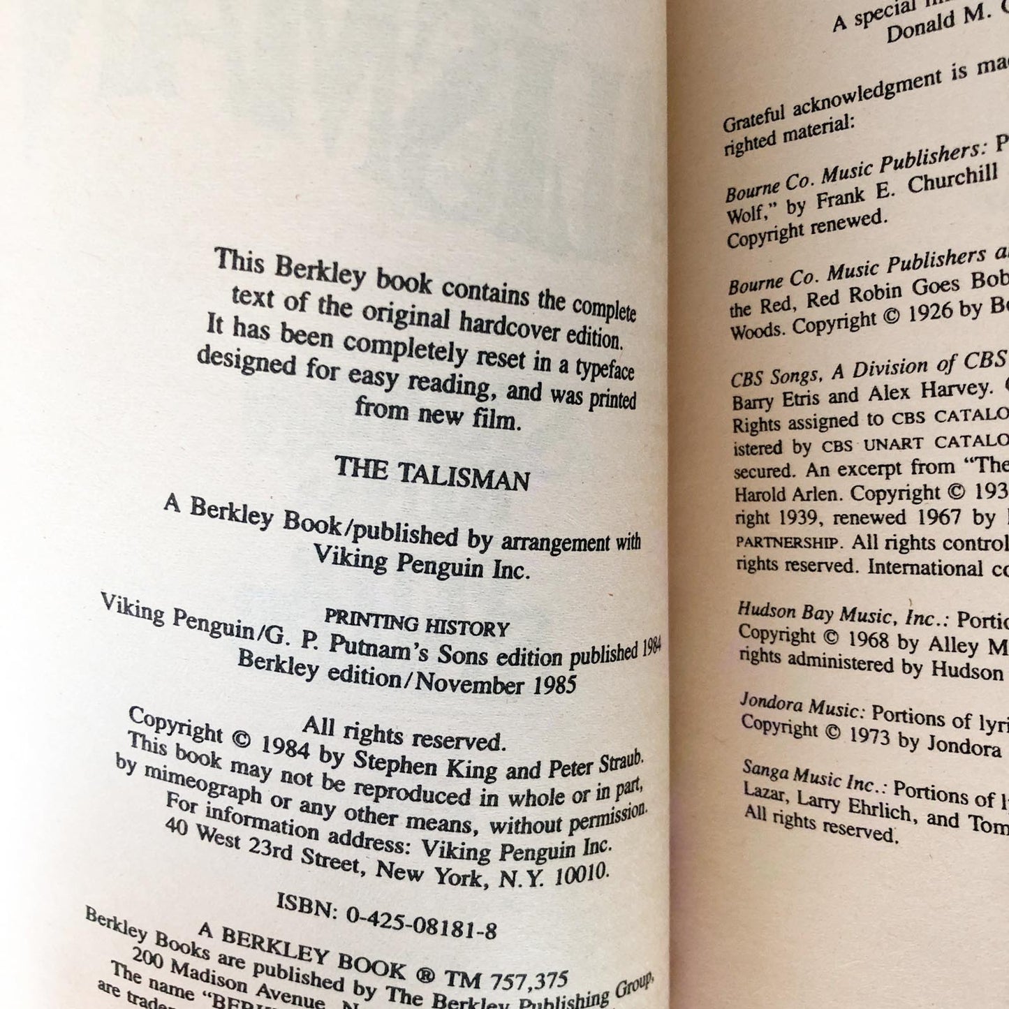 The Talisman by Stephen King & Peter Straub [FIRST PAPERBACK PRINTING]