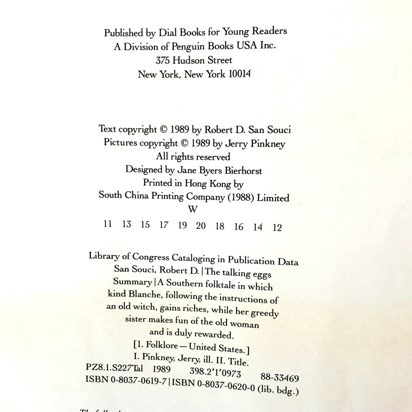 The Talking Eggs: A Folktale from the American South by Robert D. San Souci [FIRST EDITION / 1989]