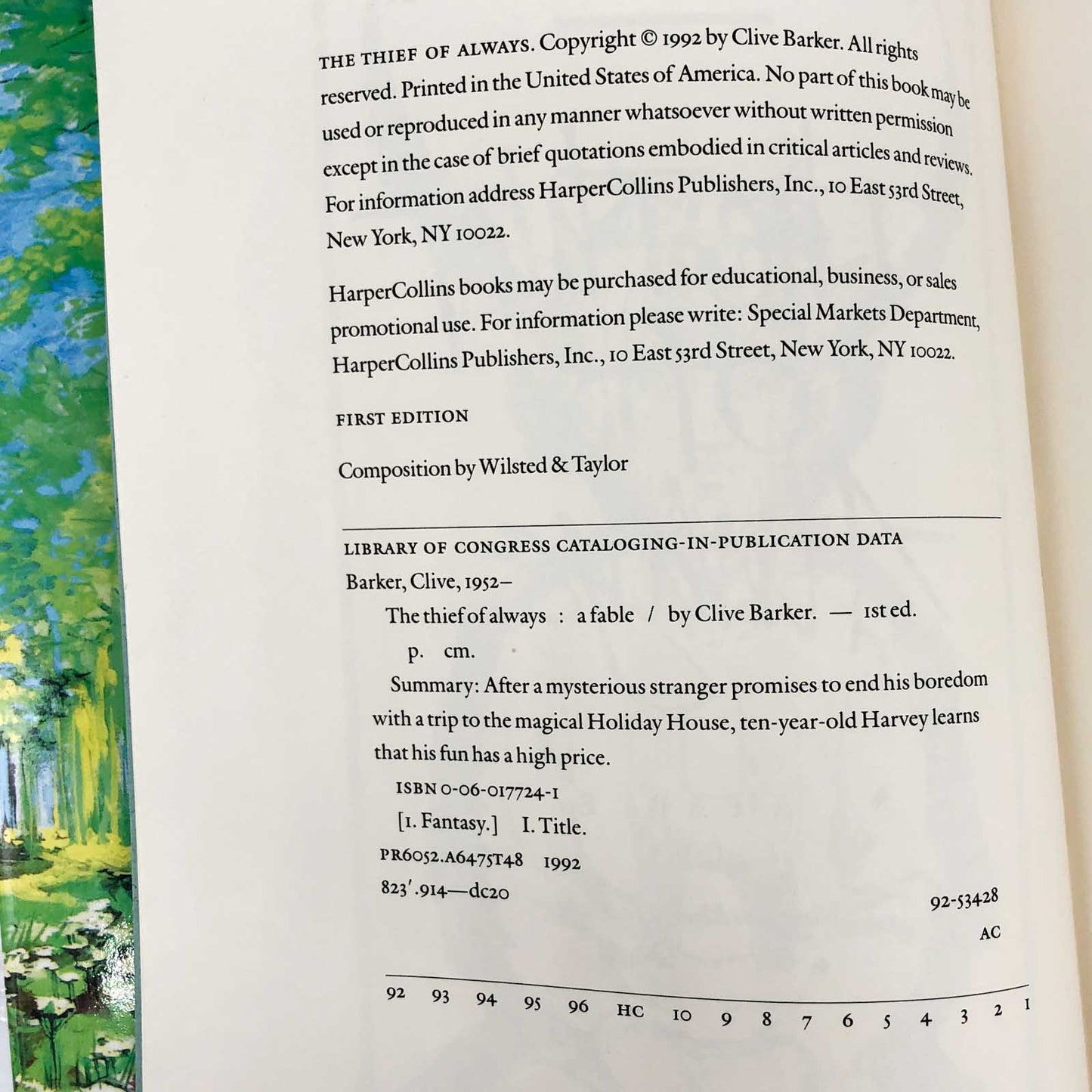 The Thief of Always by Clive Barker [FIRST EDITION / FIRST PRINTING] 1992