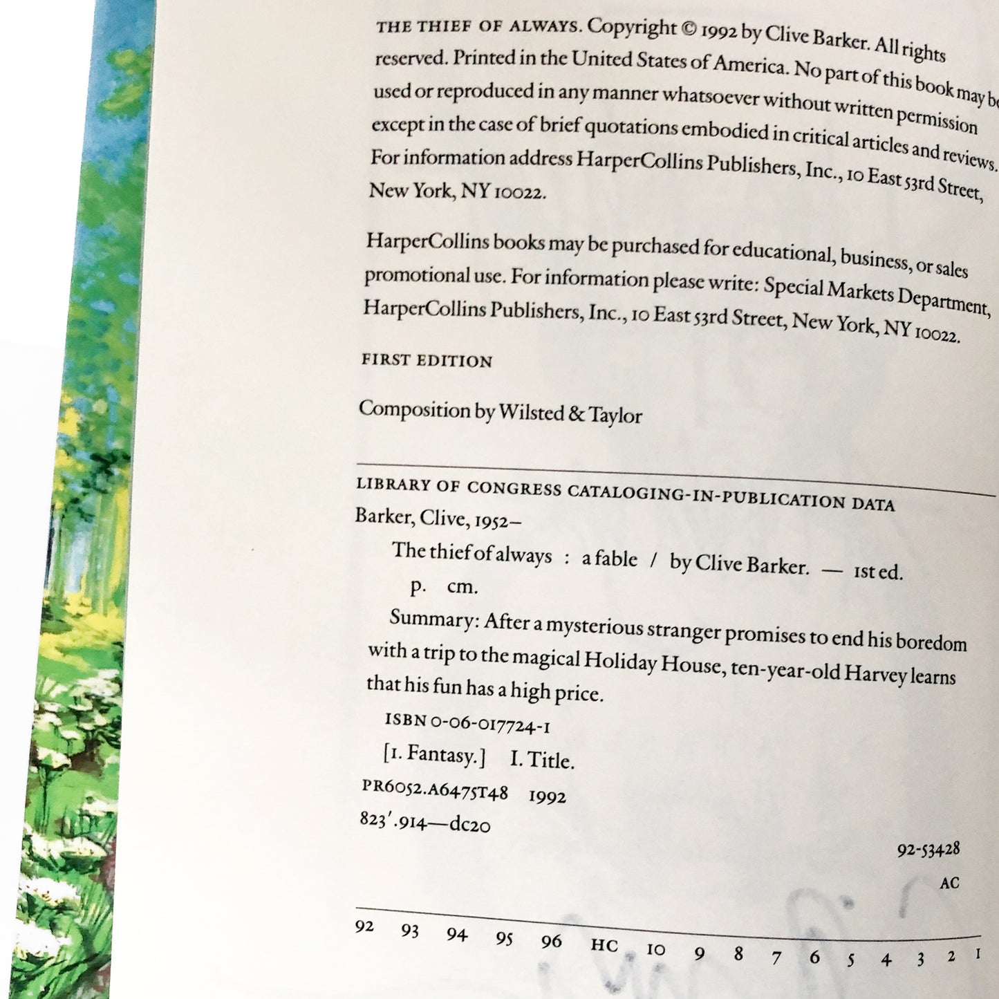 The Thief of Always by Clive Barker SIGNED! [FIRST EDITION / FIRST PRINTING]