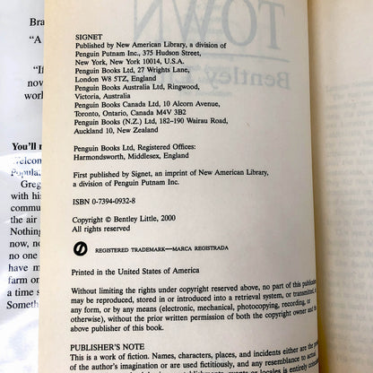 The Town by Bentley Little [FIRST EDITION HARDCOVER] 2000