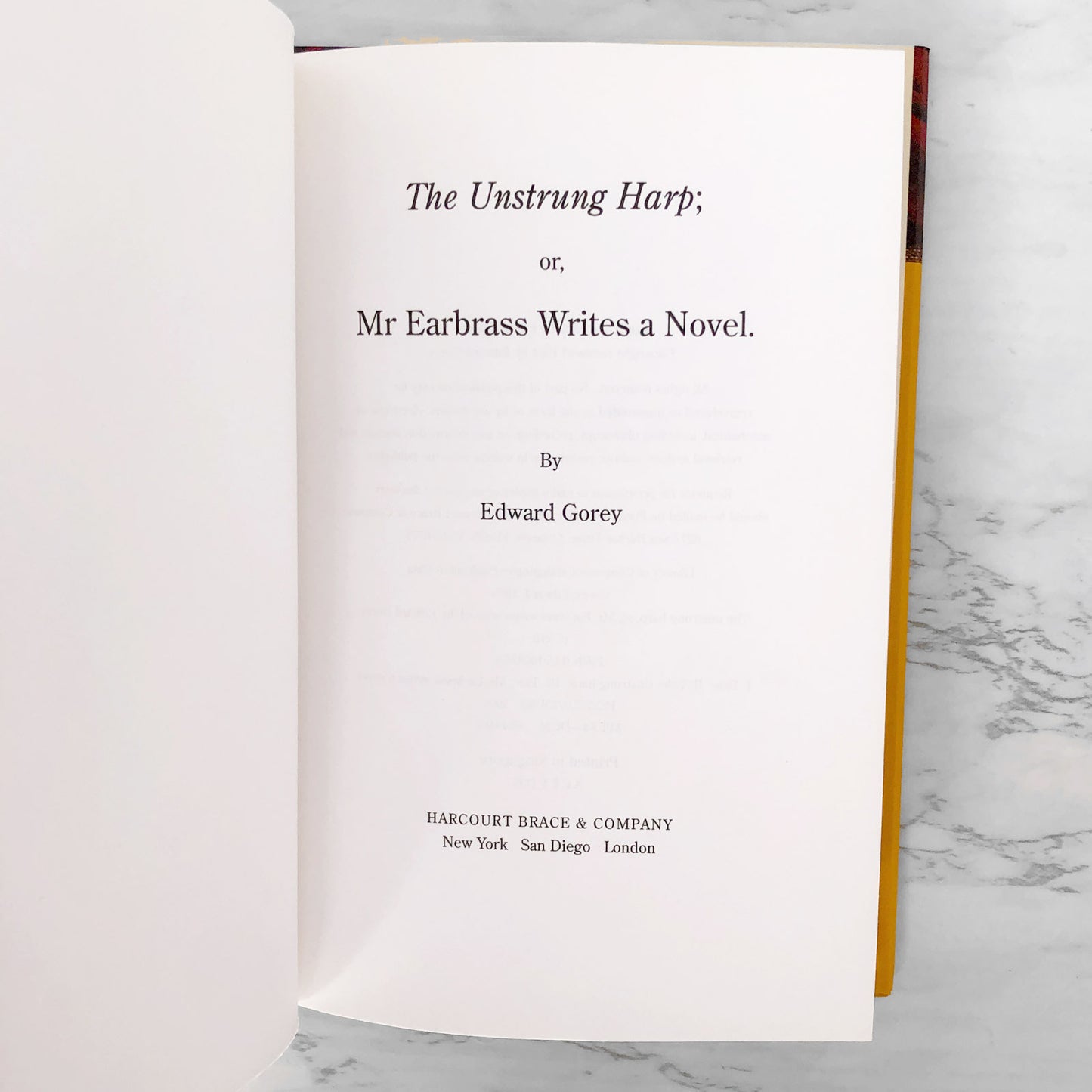 The Unstrung Harp by Edward Gorey [HARDCOVER RE-ISSUE] 1999