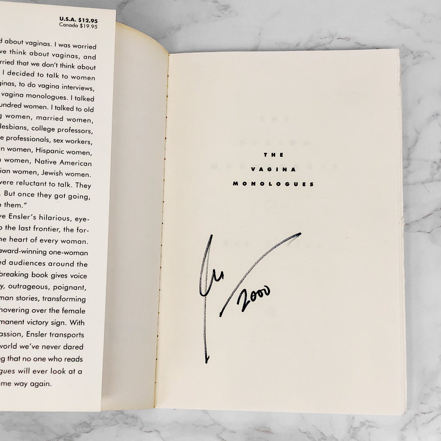 The Vagina Monologues by Eve Ensler SIGNED! [FIRST EDITION] • 1998 • Villard Books