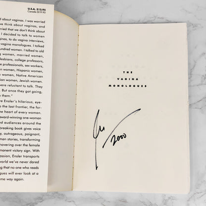 The Vagina Monologues by Eve Ensler SIGNED! [FIRST EDITION] • 1998 • Villard Books