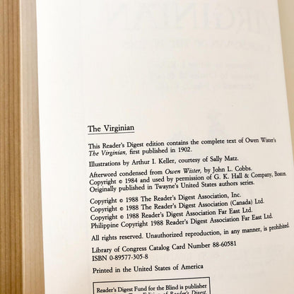 The Virginian by Owen Wister [ILLUSTRATED HARDCOVER / 1988]