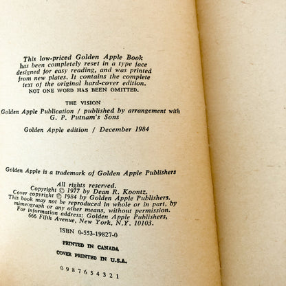 The Vision by Dean Koontz [1984 PAPERBACK]