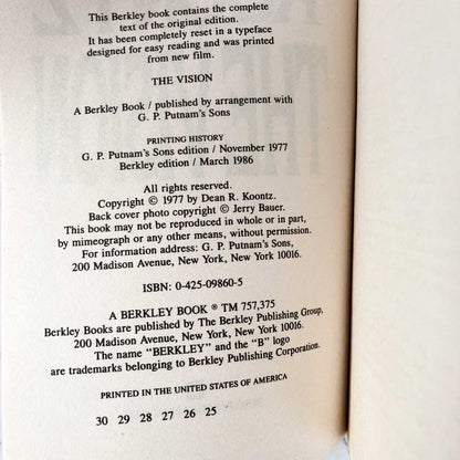 The Vision by Dean Koontz [1986 PAPERBACK]