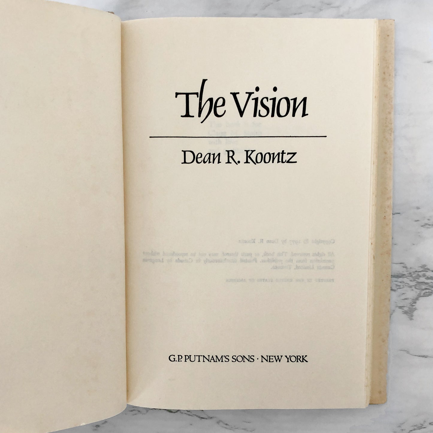 The Vision by Dean Koontz [FIRST BOOK CLUB EDITION / 1977]