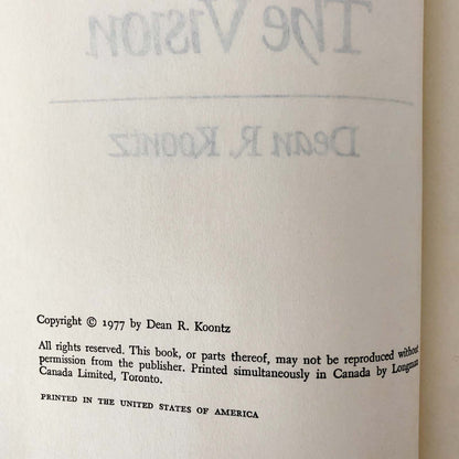The Vision by Dean Koontz [FIRST BOOK CLUB EDITION / 1977]