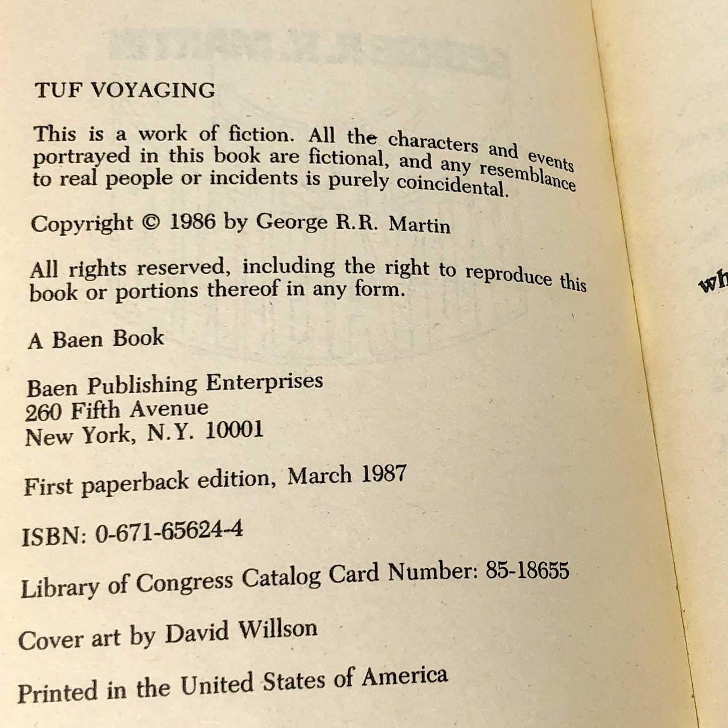 Tuf Voyaging by George R.R. Martin [FIRST PAPERBACK PRINTING] 1987