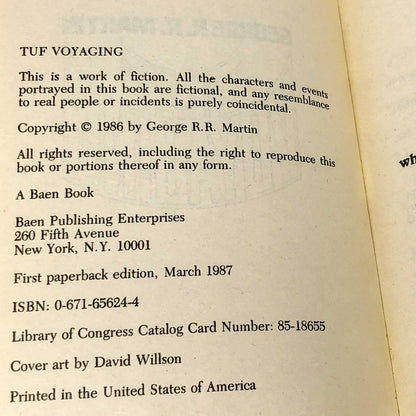 Tuf Voyaging by George R.R. Martin [FIRST PAPERBACK PRINTING] 1987