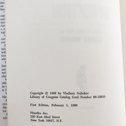 The Waltz Invention by Vladimir Nabokov [FIRST EDITION / FIRST PRINTING] 1966