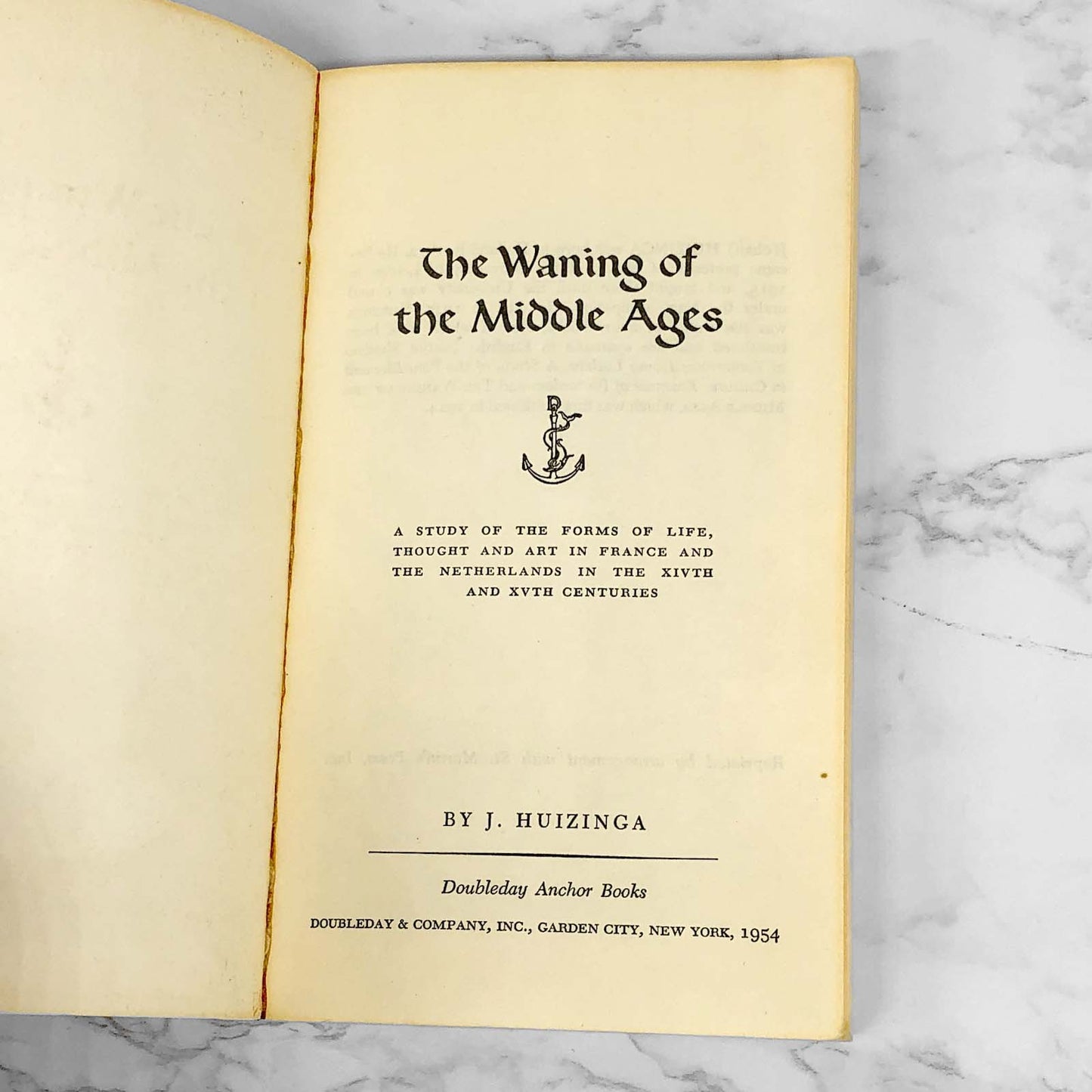 The Waning of the Middle Ages by Johan Huizinga [FIRST PAPERBACK PRINTING] 1954
