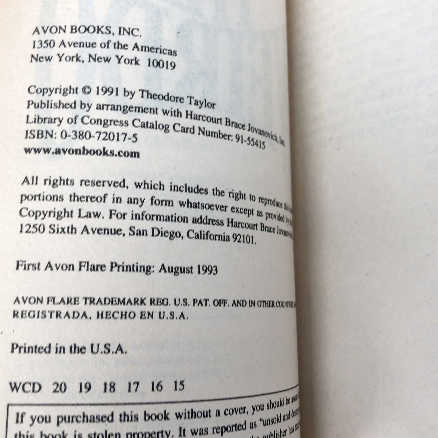 The Weirdo by Theodore Taylor [1993 PAPERBACK]