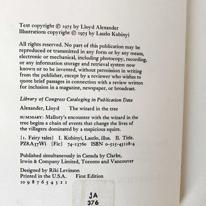 The Wizard in the Tree by Lloyd Alexander [FIRST EDITION / FIRST PRINTING] 1975