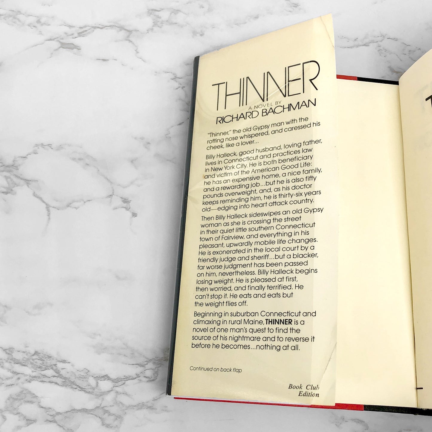 Thinner by Richard Bachman "aka Stephen King" [1984 HARDCOVER]