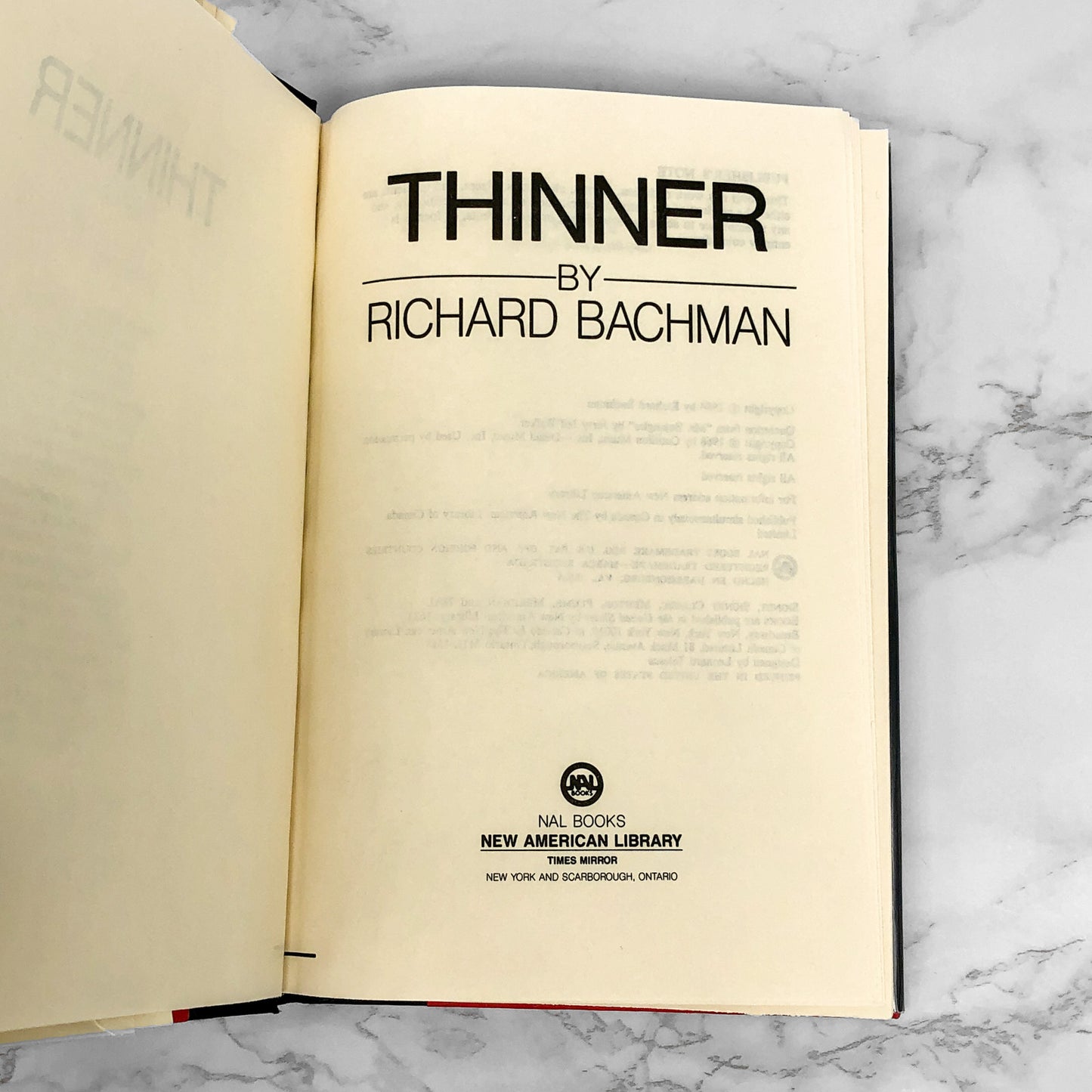 Thinner by Richard Bachman "aka Stephen King" [1984 HARDCOVER]