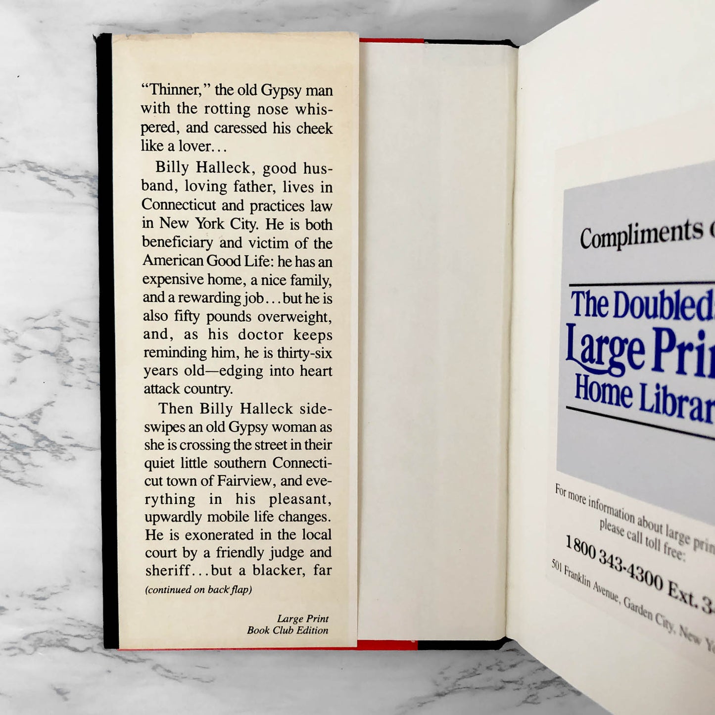 Thinner by Richard Bachman "aka Stephen King" [LARGE PRINT EDITION] 1984