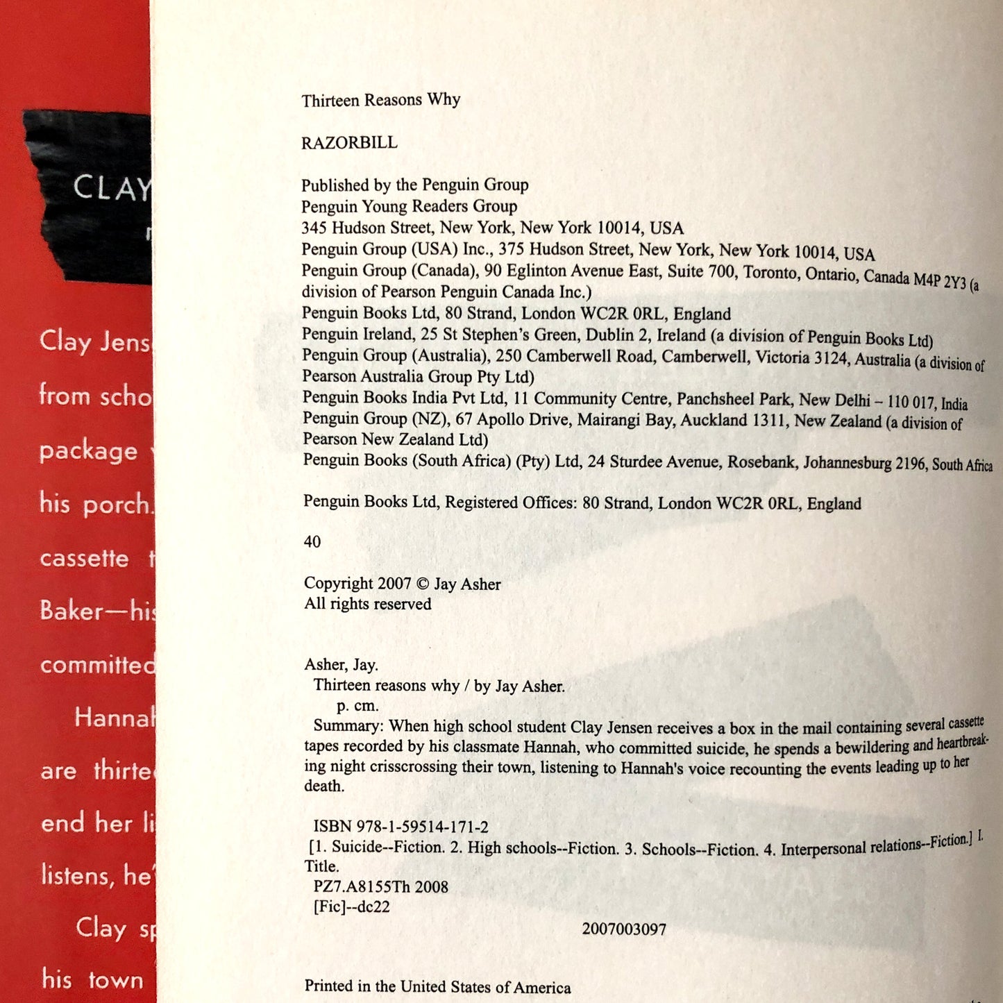 Thirteen Reasons Why by Jay Asher SIGNED! [FIRST EDITION]