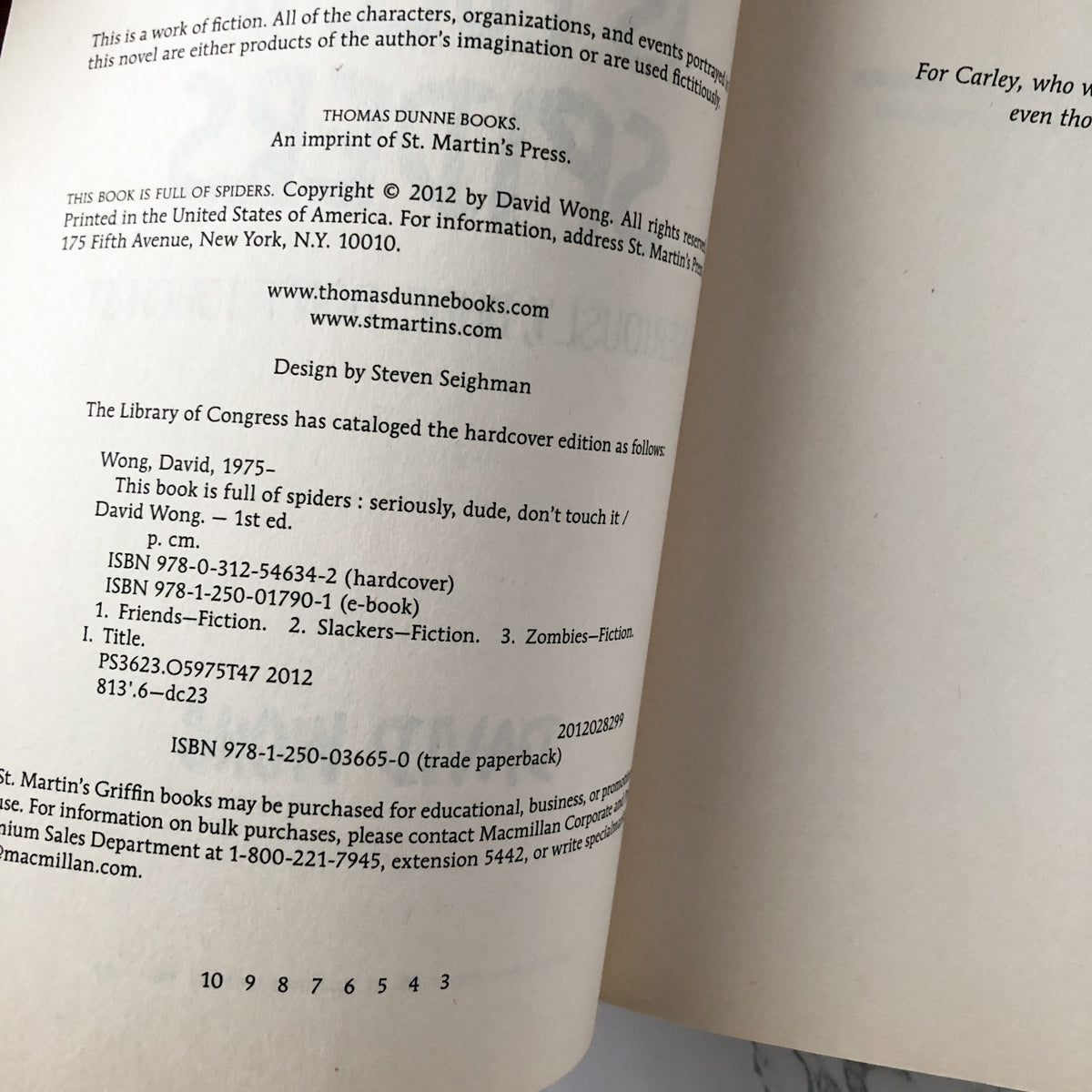 This Book is Full of Spiders by David Wong [TRADE PAPERBACK / 2012] - Bookshop Apocalypse