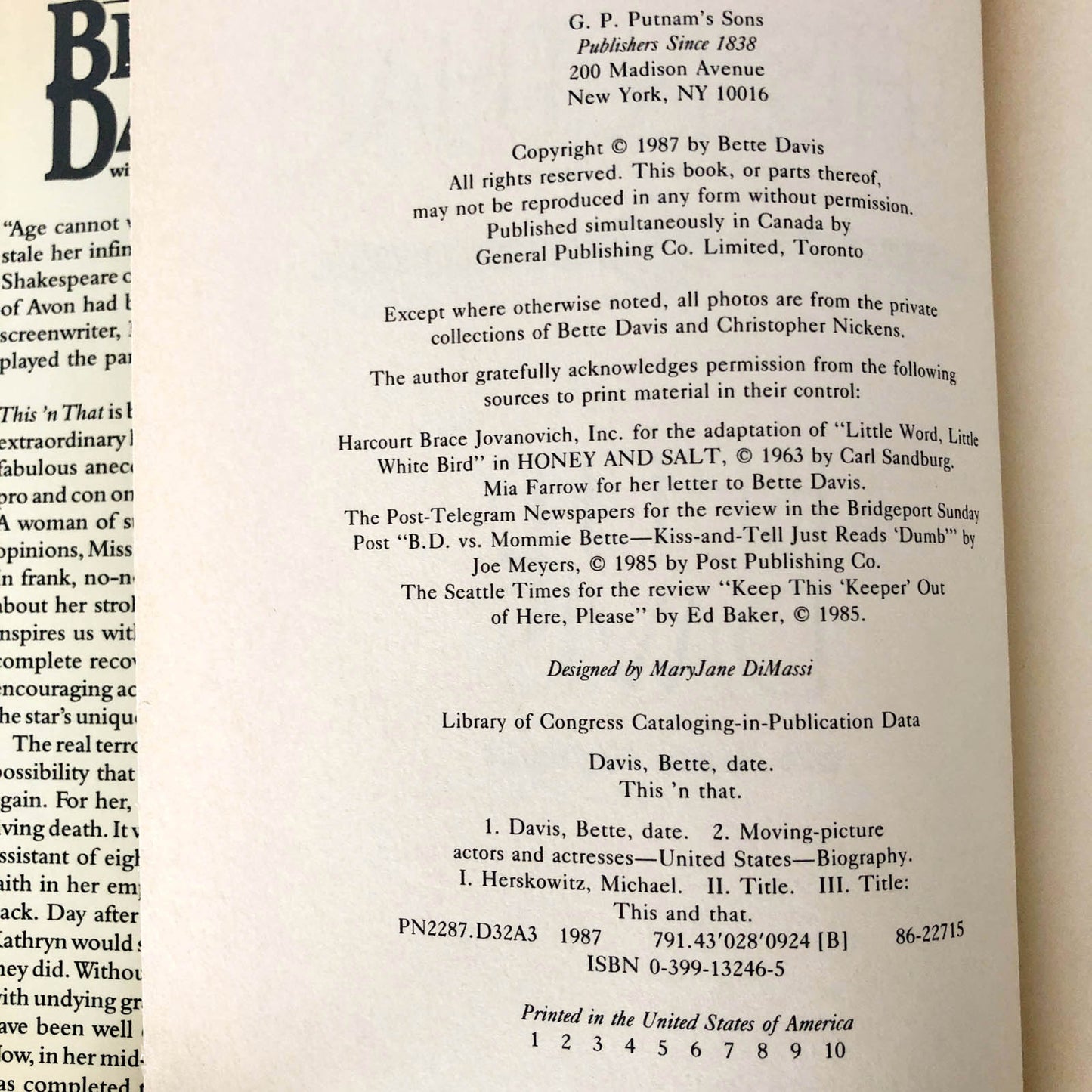 This 'N That by Better Davis [FIRST EDITION / 1987]