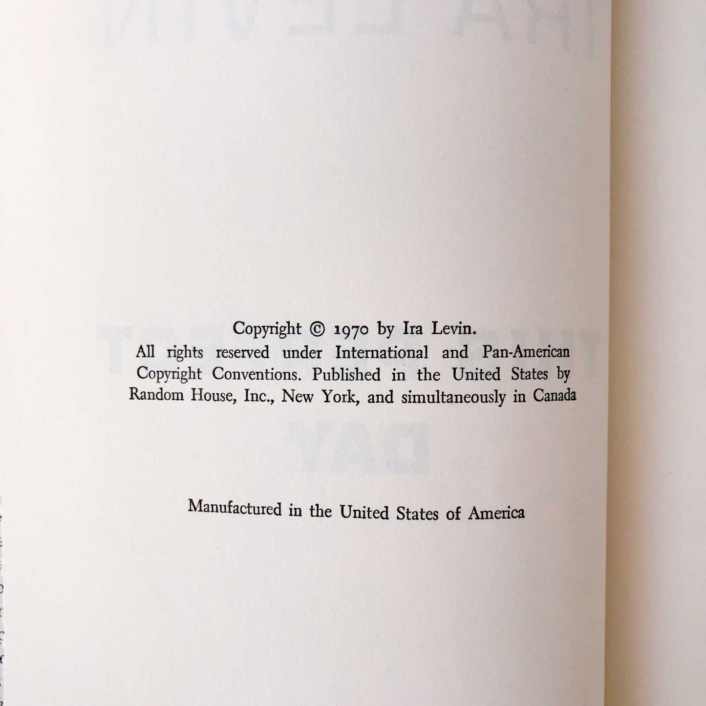 This Perfect Day by Ira Levin [1970 HARDCOVER]