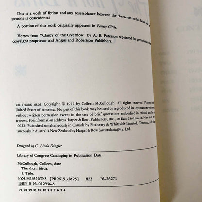 The Thorn Birds by Colleen McCullough [FIRST EDITION / 1977]