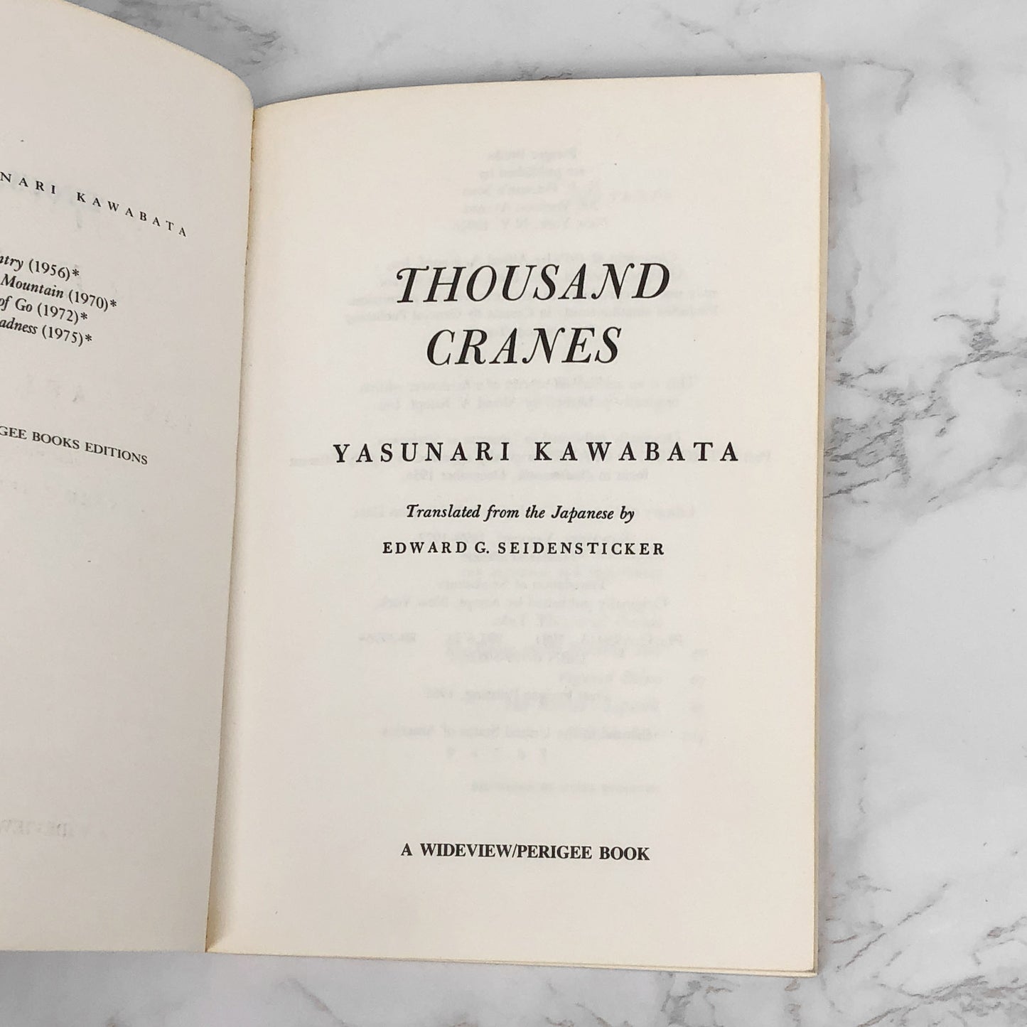 Thousand Cranes by Yasunari Kawabata [1981 TRADE PAPERBACK]
