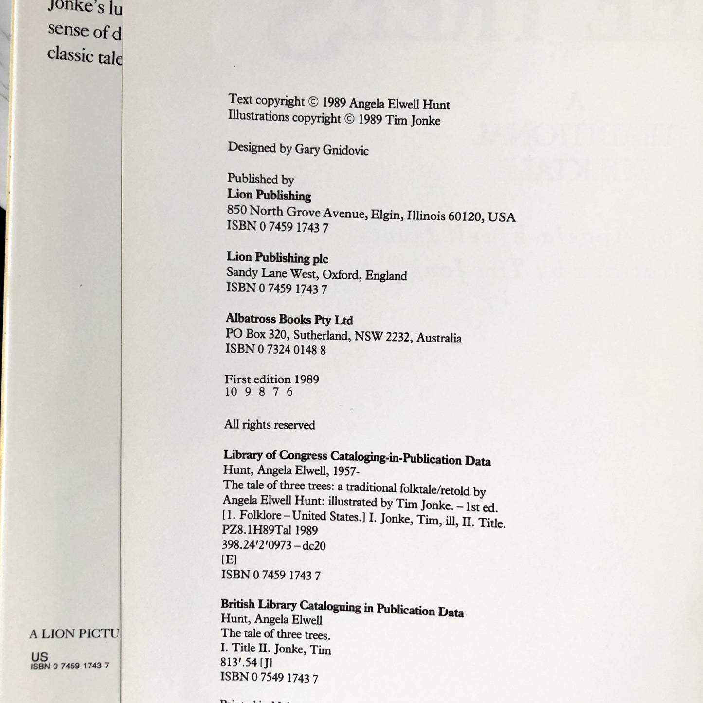 The Tale of Three Trees by Angela Elwell Hunt & Tim Jonke [FIRST EDITION] - Bookshop Apocalypse