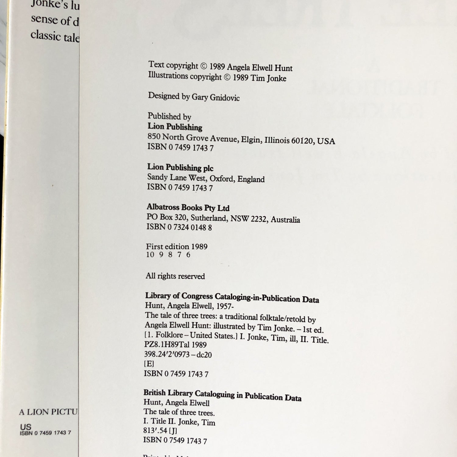 The Tale of Three Trees by Angela Elwell Hunt & Tim Jonke [FIRST EDITION] - Bookshop Apocalypse