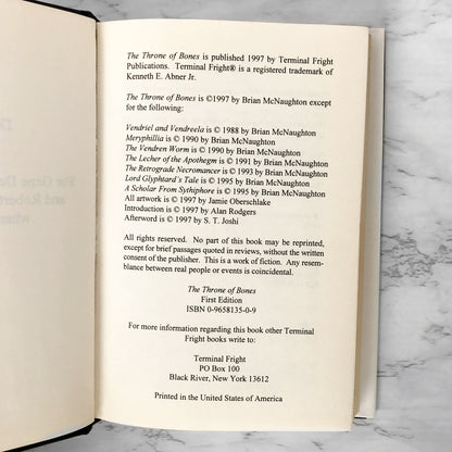 The Throne of Bones by Brian McNaughton [FIRST EDITION / FIRST PRINTING] 1997 Terminal Fright