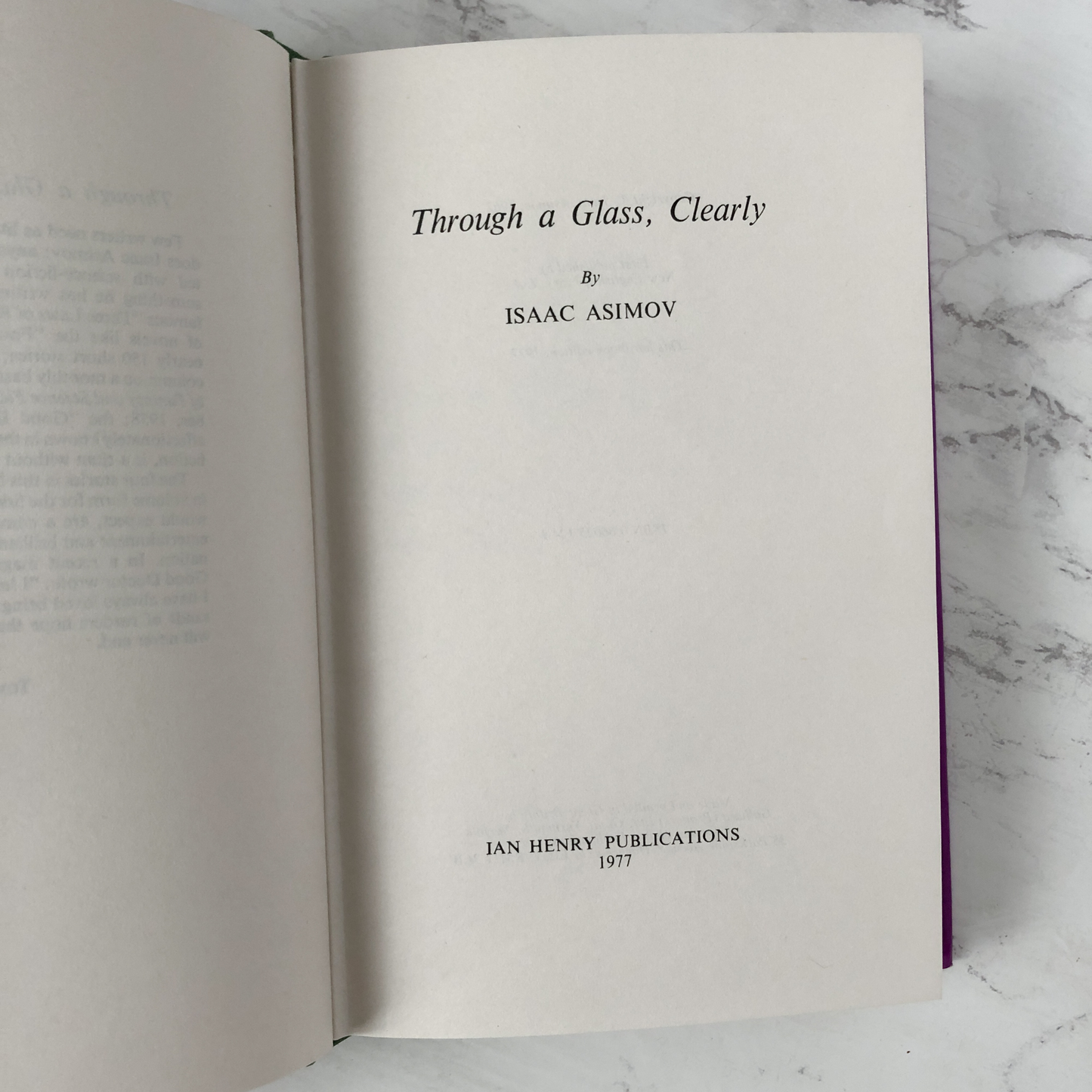Through a Glass Clearly by Isaac Asimov [1977 UK HARDCOVER] - Bookshop Apocalypse