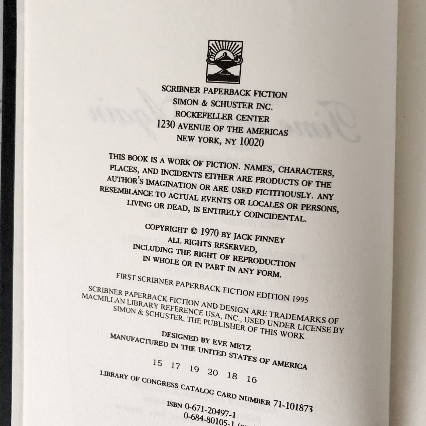 Time and Again by Jack Finney [HARDCOVER REISSUE / 1995]