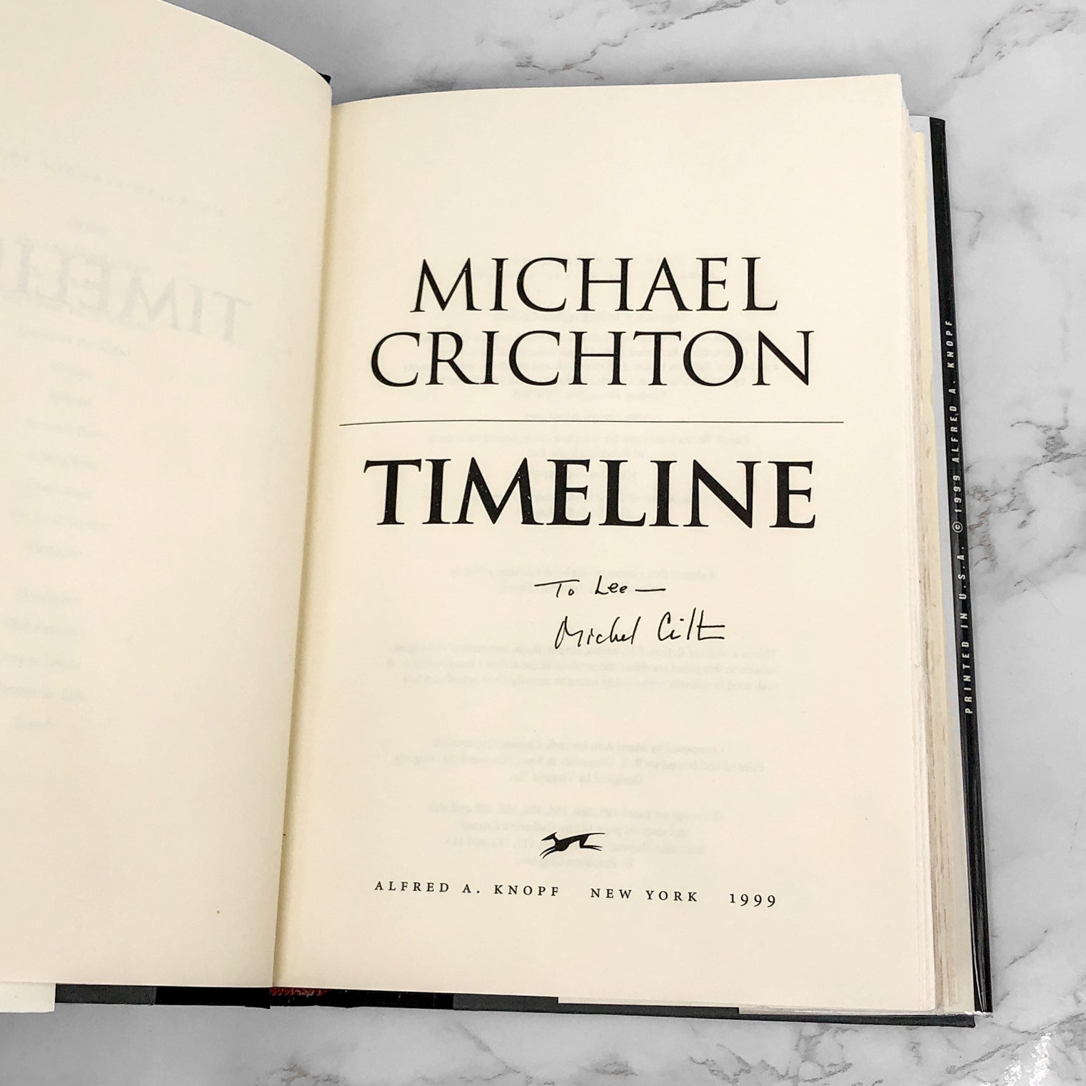 Timeline by Michael Crichton SIGNED! [FIRST EDITION • FIRST PRINTING]