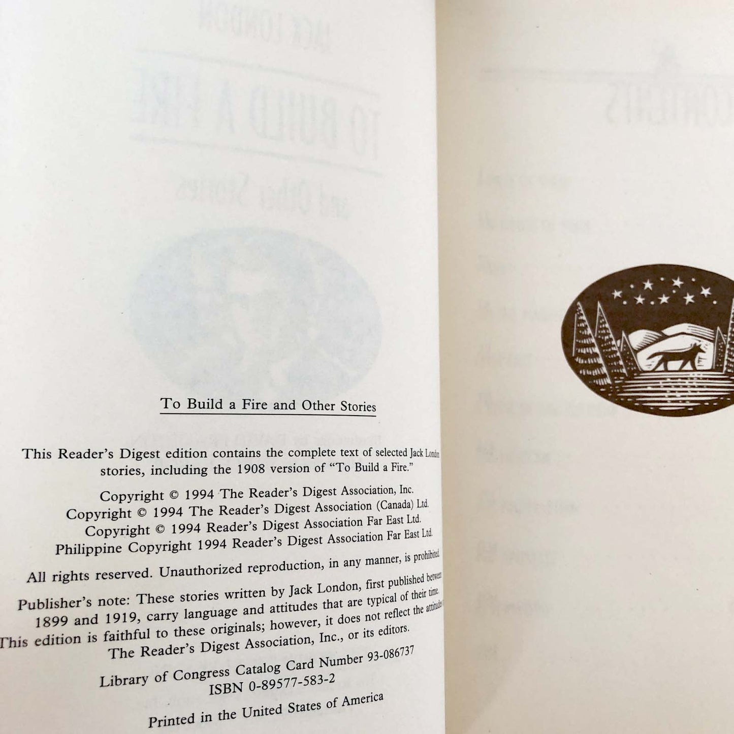 To Build A Fire & Other Stories by Jack London [ILLUSTRATED HARDCOVER / 1994]