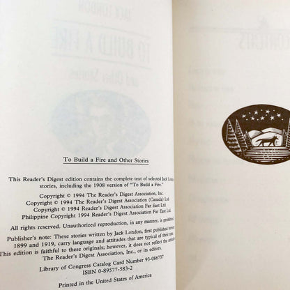 To Build A Fire & Other Stories by Jack London [ILLUSTRATED HARDCOVER / 1994]