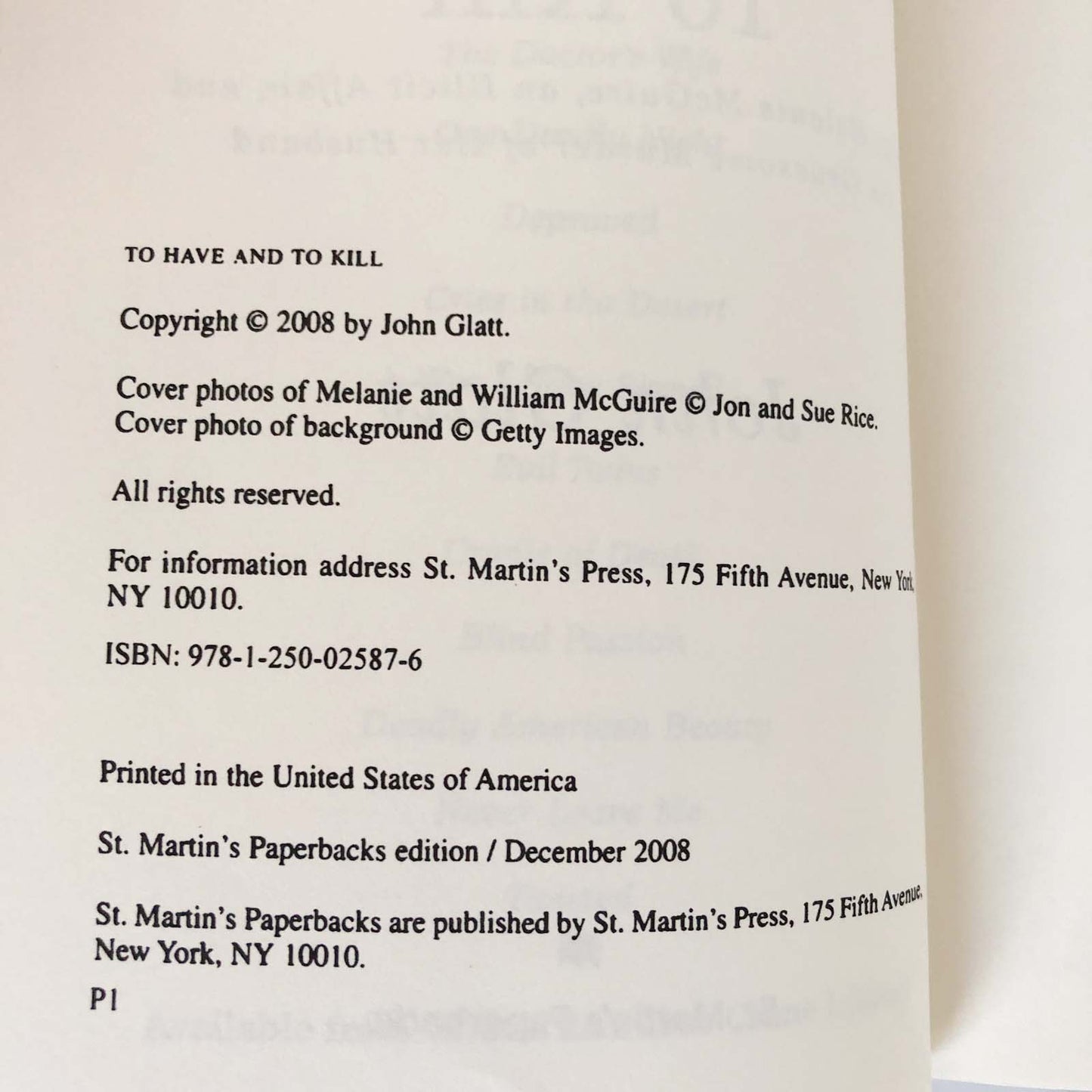 To Have and To Kill by John Glatt [FIRST EDITION PAPERBACK] 2008 • St. Martin's True Crime