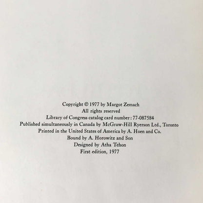 To Hilda For Helping by Margot Zemach [FIRST EDITION • FIRST PRINTING] 1977