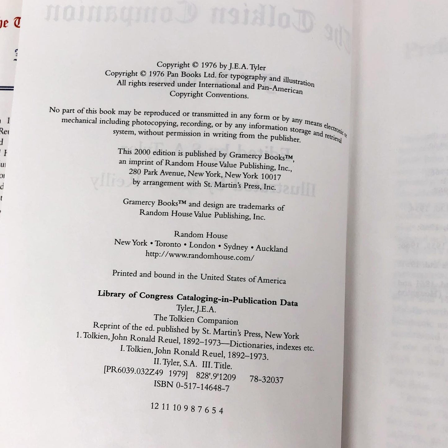 The Tolkien Companion by J.E.A. Tyler [HARDCOVER RE-ISSUE] 2000 • Gramercy Books