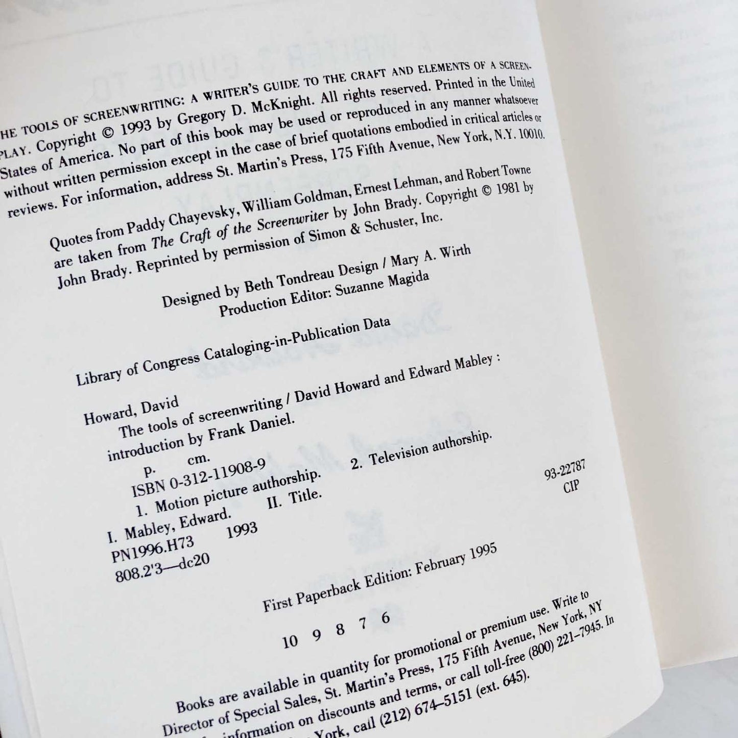 The Tools of Screenwriting by David Howard & Edward Mabley [1995 TRADE PAPERBACK]