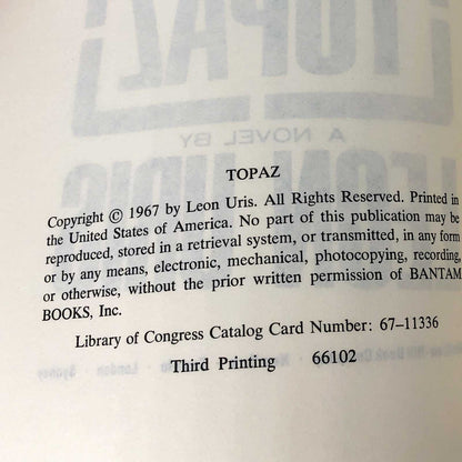 Topaz by Leon Uris [FIRST EDITION] 1967 • McGraw Hill