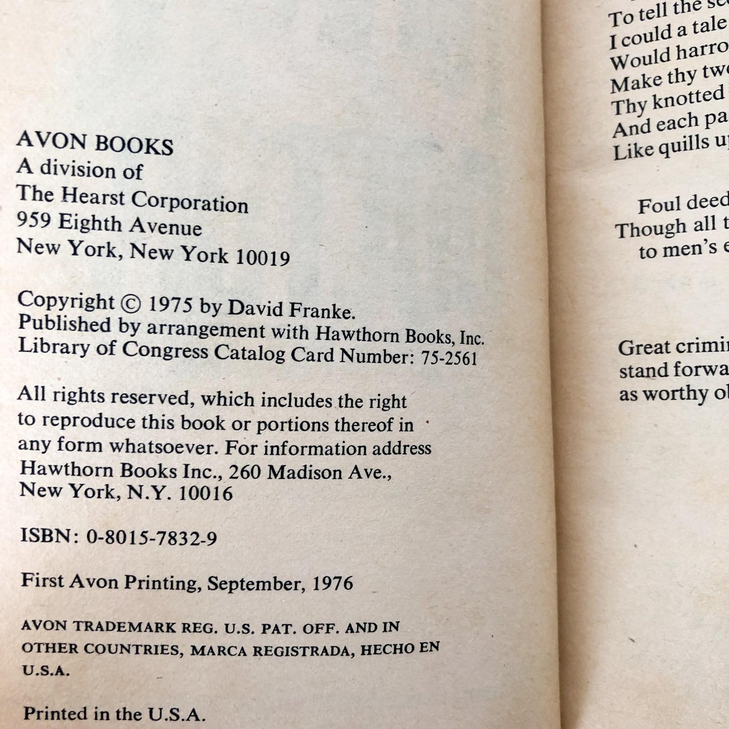 The Torture Doctor: H.H. Holmes by David Franke [1976 PAPERBACK]
