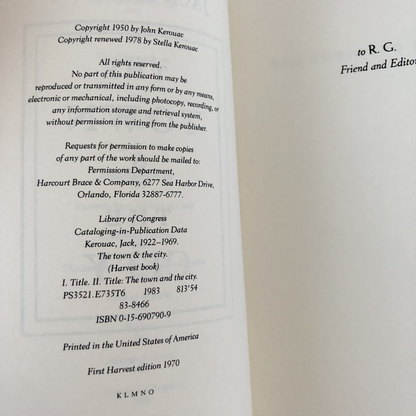 The Town and the City by Jack Kerouac [1983 TRADE PAPERBACK] - Bookshop Apocalypse